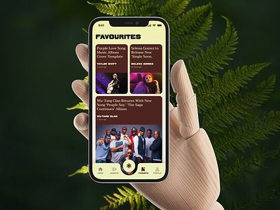 Favourites Screen - Daily UI Challenge - 44/100 android app design favour favourites hand mockup illustration inspiration ios israt mobile app mockup notes page reader app sleek ui ui screens uxisrat yellow