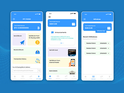 BTC Wallet - Mobile App UI UX Design app ui design app ux design btc app deisgn btc wallet app design mobile app design ui design wallet app design