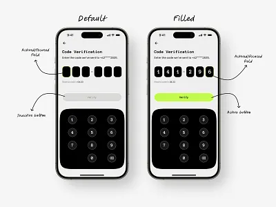 OTP - Code Verification Screen 2fa app auth authentication clean code dark design minimalist mobile mobile design otp product design security ui ui design ux ux design verification verify