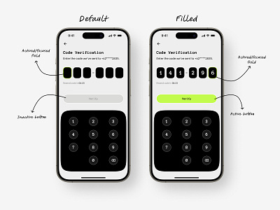 OTP - Code Verification Screen 2fa app auth authentication clean code dark design minimalist mobile mobile design otp product design security ui ui design ux ux design verification verify