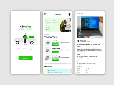 Klima Pay - Send and receive pakages - A pick and deliver app delivery app design delivery app ui delivery app ui design pick and deliver pick and deliver app design pick and deliver app ui pick and drop send pakage ui send pakages mobile app