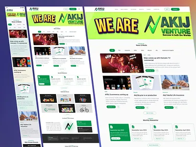 Corporate Website Design - Akij Venture LTD. akij venture ltd bento grid branding company website corporate website creative website design dribble mockups homepage interface landing page mockups portfolio website responsive site ui ux web website website design