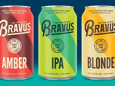 Bravus Brewing Company beer branding craft beer logo non alcoholic packaging typography vintage