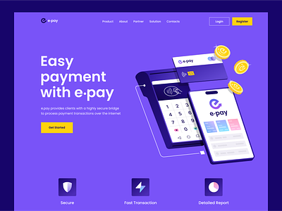 Banking Easy Payment Epay - Landing Page Illustration app banking banking app easy payment finance finance app illustration m banking mobile app money payment payment app payment card tap pay transaction wallet
