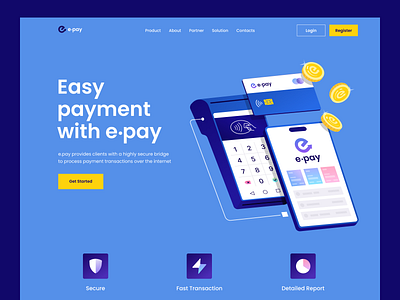 Banking Easy Payment Epay - Landing Page Illustration app banking banking app easy payment finance finance app illustration m banking mobile app money payment payment app payment card tap pay transaction wallet