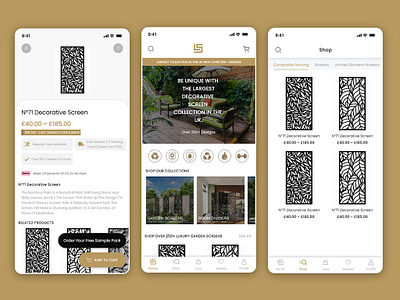 Luxury Screens - Fencing, screens E-commerce app design app design design ecommerce app design luxury design mobile app design ui design