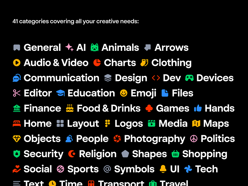 Categories overview for Amicons black bold category dark dictionary fun glyphs ico icon icon family icon set icons list overview paragraph typography