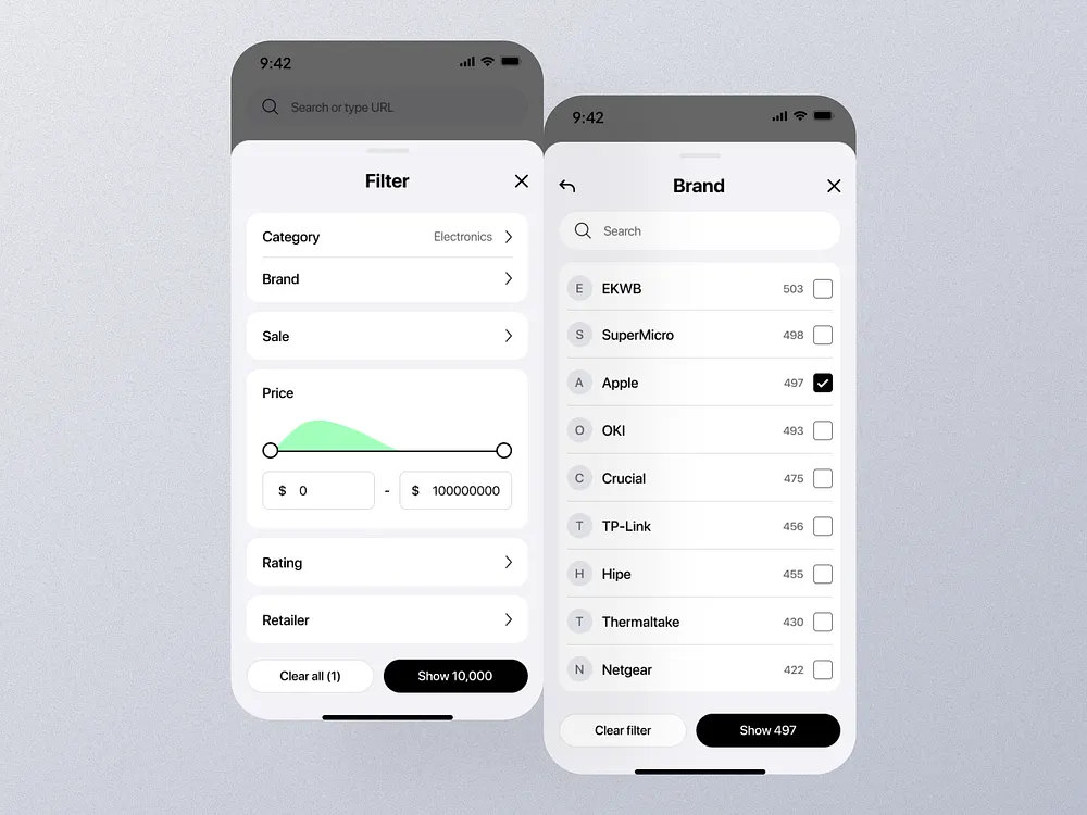 Browse thousands of Filter UI images for design inspiration | Dribbble