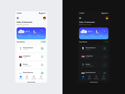 Daily UI #015 - On/Off Switch for a smart home app app design daily ui design prathamesh pawar product design smart home app ui ux ux design