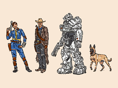 Fallout Characters characters dog fallout illustration portraits video game