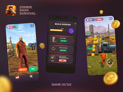 Zombie Dash Survival - runner game UI buttons design ga game items survival ui