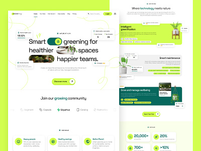 Healthier and Happier spaces! 3d landing page 3d plant design healthier spaces landing page landing page desing plant landing page inspiration plant website plants landing page smart greening smart landing page ui design visual design