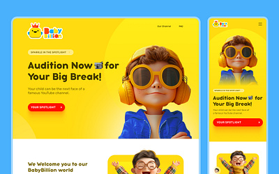 Landing page for Kids Youtube channel | Vibrant and Engaging design graphic design illustration kids landingpage ui ux vibrant yellow youtube