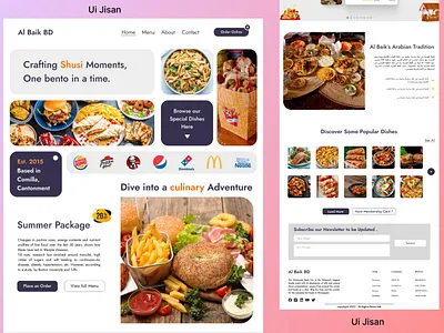 Restaurant Website Landing Page Design With Bento ! 3d animation app art branding design flat graphic design icon illustration illustrator logo minimal motion graphics typography ui ux vector web website