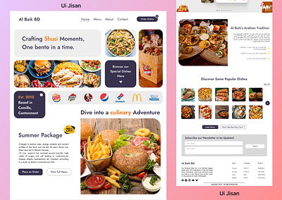 Restaurant Website Landing Page Design With Bento ! 3d animation app art branding design flat graphic design icon illustration illustrator logo minimal motion graphics typography ui ux vector web website