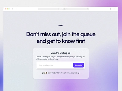 Wayt - Framer Waiting List Template clean dailyui design flat framer glass gradient landing page minimal splash subscribe ui ux wait waiting list web web design