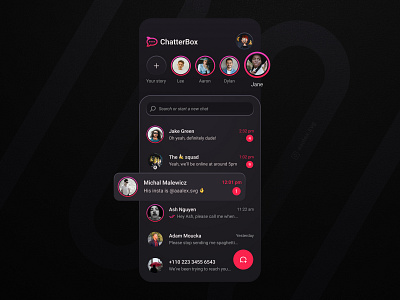 90-Day UI Design Challenge: Day 39 app design chat darkmode design design challenge inbox message messaging app ui ui design ui designer ui inspiration ui trends uiux user interface design uxui