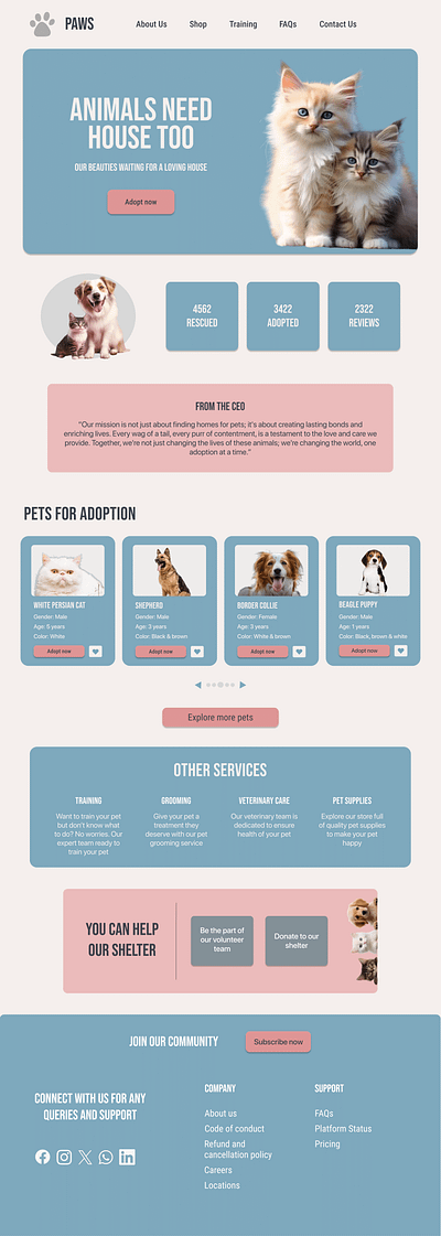 PAWS | Pet Store branding desktop iphone minimal petstore ui website