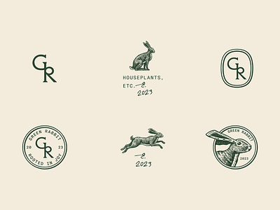 Green Rabbit I branding houseplants identity illustration logo rabbit typography