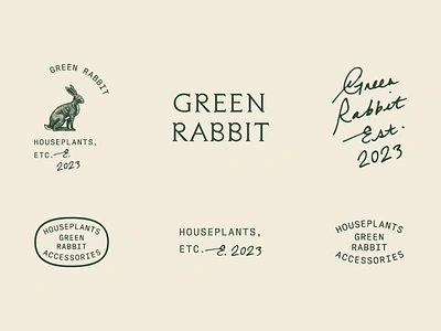 Green Rabbit III branding custom type houseplants identity illustration logo rabbit typography