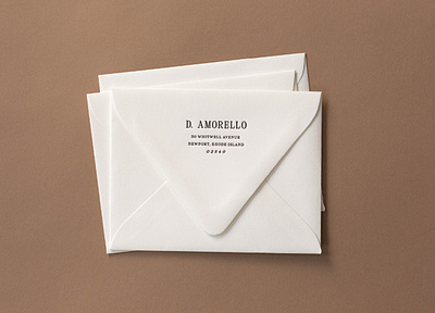 D. Amorello branding collateral envelope identity logo print stationery typography
