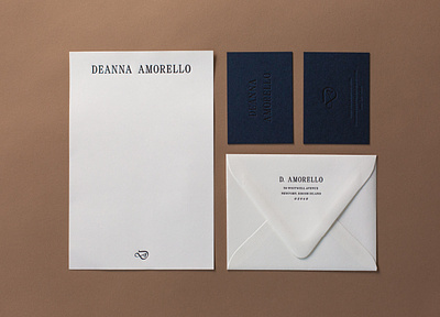 Deanna Amorello Stationery branding business card collateral envelope identity letterpress logo print stationery typography