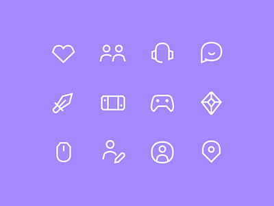 Gamily - Dating App for Gamers - Icon Set app brand breakdown consistent custom gaming guidelines icon icon design icon set iconography icons line marketing tech ui video game