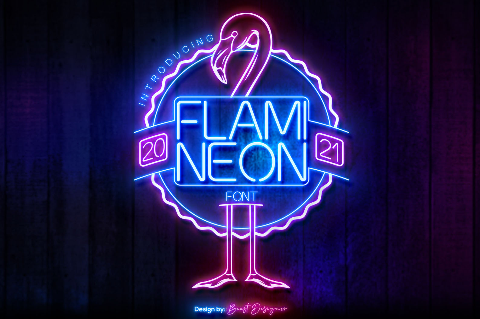 FLAMI NEON FONT By Beast Designer neon typography