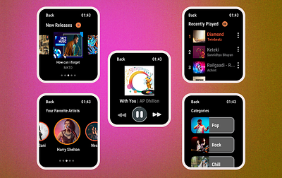 Apple watch 5 music screen design apple watch design branding dashboard design graphic design ui uiux web design