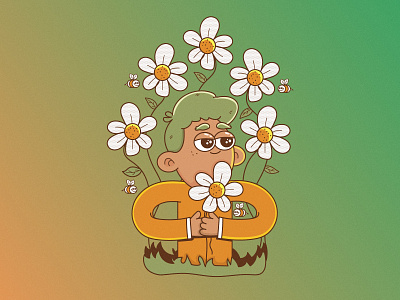 Flower Boy boy branding cartoon character design floral flowers illustration illustrator shapes vector vintage