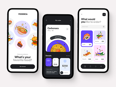 Food app screen design branding dashboard design illustration logo mobile app design ui uiux web design