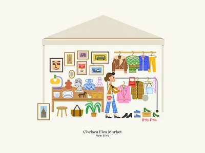 Chelsea Flea Market antiques art buying character character design chelsea clothes design digital art fashion feria illustration market new york nyc shoes shop shopping vector