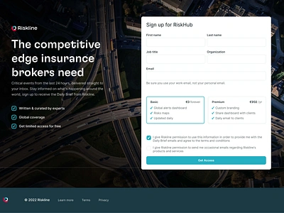 AI Risk Monitoring: Microsite form gt flexa highway insurance landing page microsite risk roads sign up teal travel turquoise