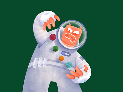 Alien cosmonaut in a very bad mood alien angry cosmonaut graphic design green illustration planet
