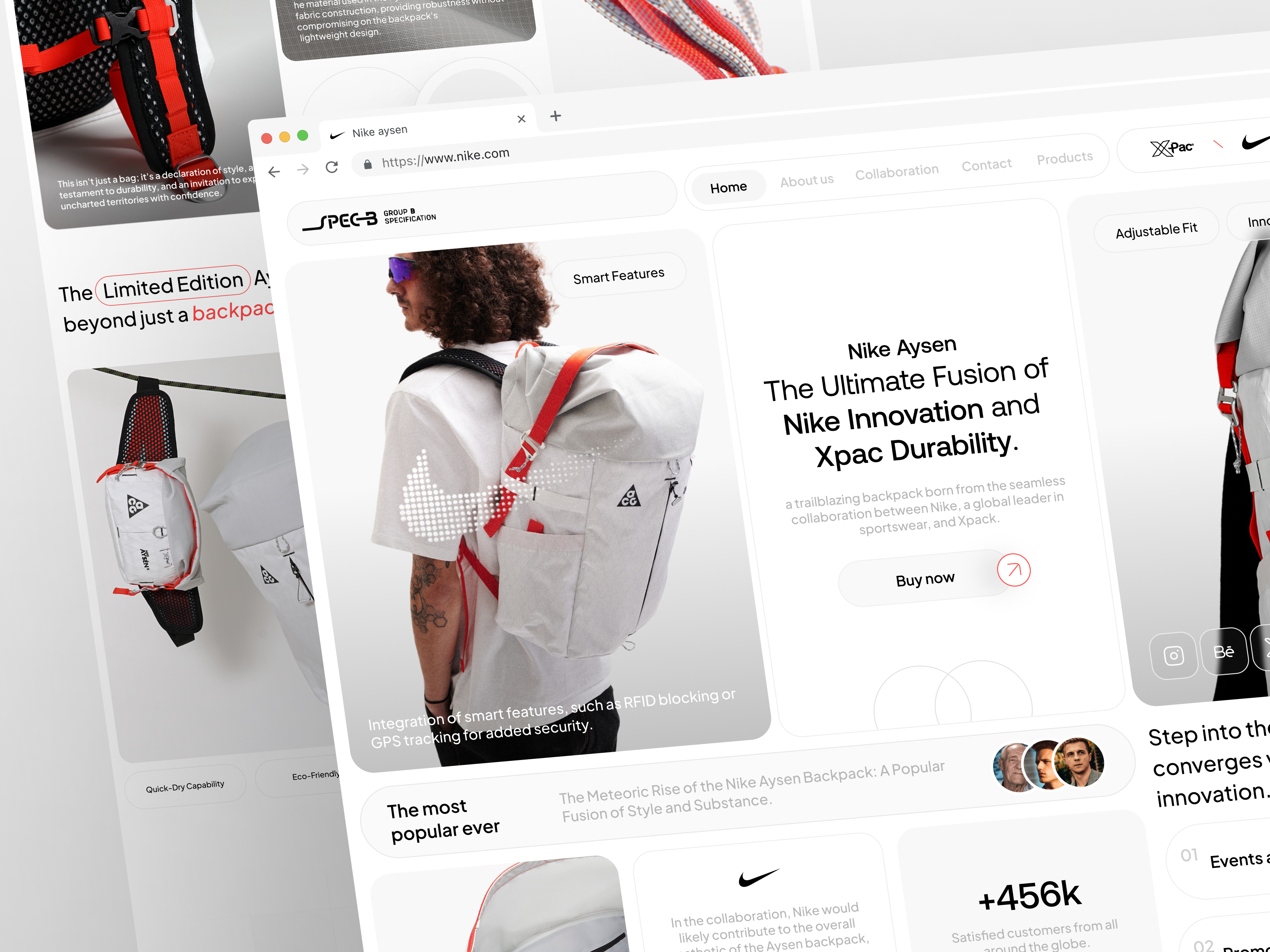 Nike Aysen - Ecommerce Website backpack clean design ecommerce landing landing page light mode marketplace minimal nike online shop product shop shopping sport store ui ux web website