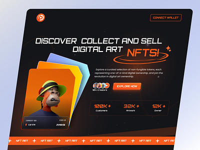 NFT Marketplace Landing Page crypto collectibles nft marketplace non fungible tokens ui ux virtual art market