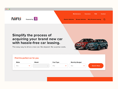 Nifti Leasing automotive uxui car funnel design car leasing responsive design ui ui design ux web design