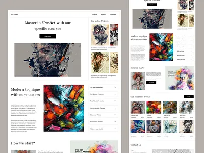 Fine art courses landing page fine art graphic design landing page painting