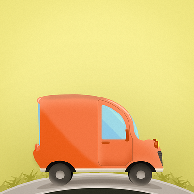 Car Digital Art car cartoon digital illustration digital painting illustration orange