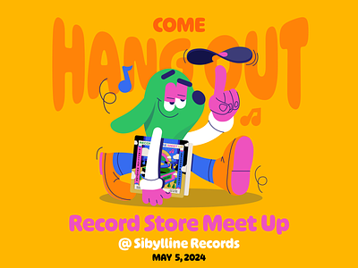 Record Store Meet Up - May 5 character colors design dog god illustration music pizza procreate recordcollecting records thecamiloes
