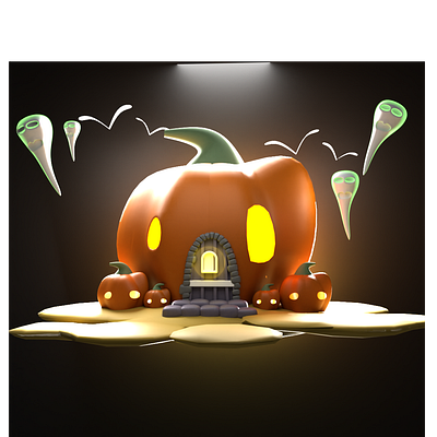 Low Poly 3D Model 46: Pumpkin Haunted House 3d animation app branding design graphic design illustration logo motion graphics typography ui ux vector