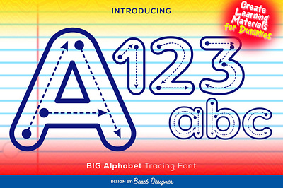 BIG ALPHABET TRACING FONT By Beast Designer alphabet letter tracing font