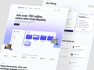 Beybite - Cloud Base Storage Landing Page clean cloud explorer file folder landing landing page manager modern saas services share storage ui ui design web design