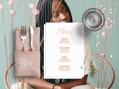 Hue Events brand strategy branding design event fine dining fork graphic design illustration logo menu mockup packaging design restaurant spoon