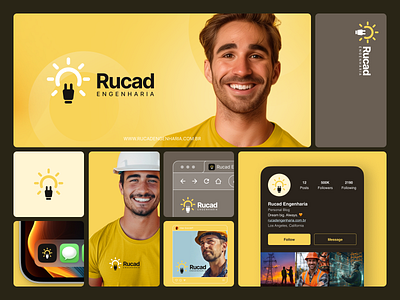 Rucad Engenharia bento grid brand branding engineering logo rebrand web web design website yellow