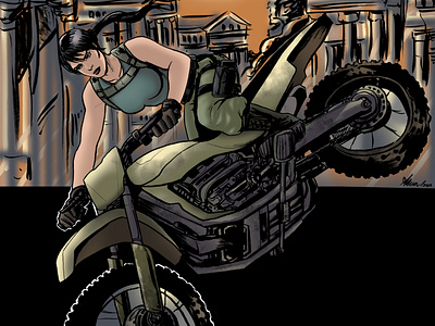 Tomb Raider in Action action adventures artifacts artist artwork character illustration comic artist comic style drawing girl illustration journey lara croft motocross raider tomb tomb raider travel travelling treasure