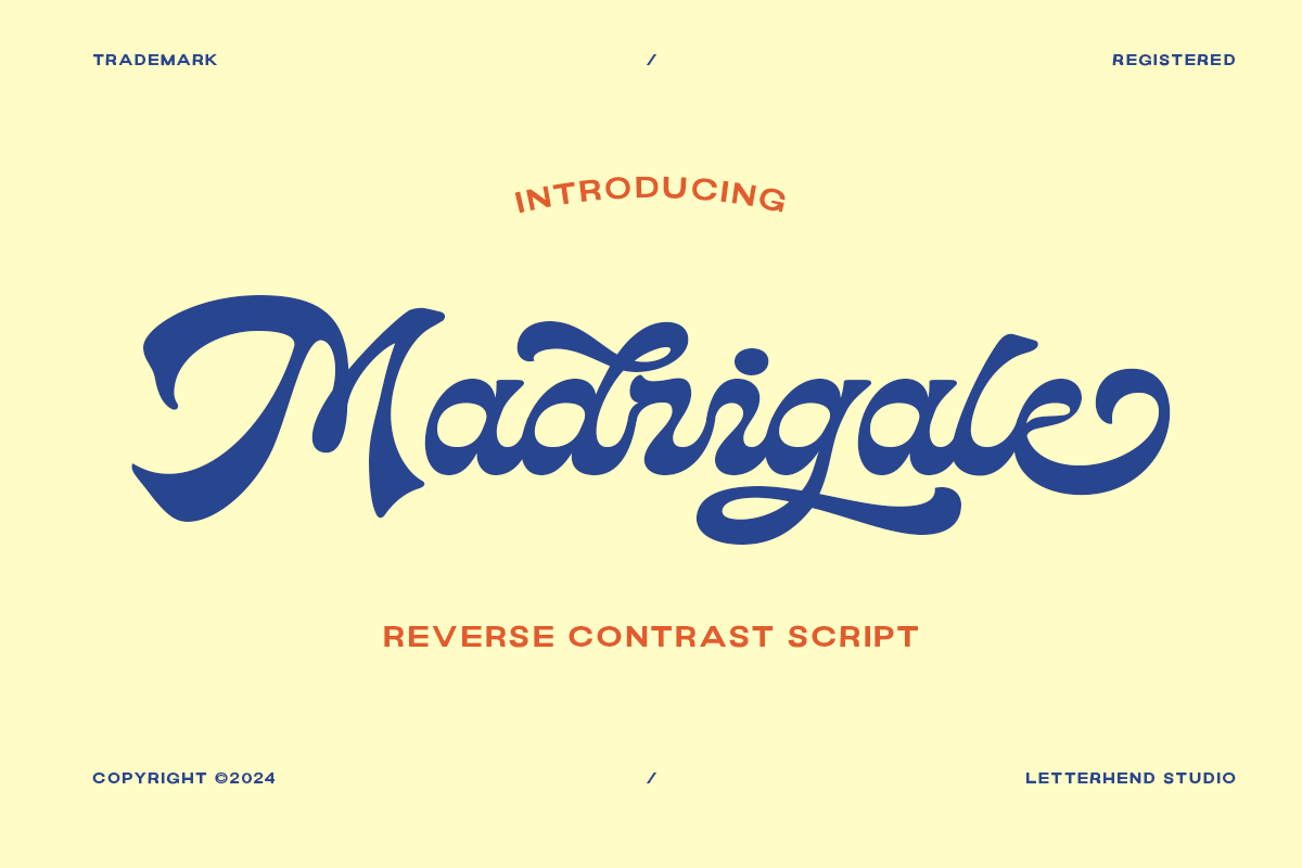 Madrigale - Reverse Contrast Script calligraphy freebies
