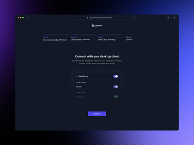 ZenVPN Account Set Up application branding cyber dark dashboard desktop interface ip minimal mobile platform product design secuirity ui ux vpn zenvpn