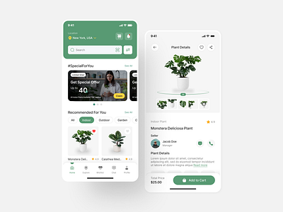 Plant Shop Ecommerce Mobile App UIUX Design | Figma app design app ui app ui designer design designer figma figma designer hire designer hire mobile app designer hire ui ux designer minimal app design mobile ui designer plant ecommerce app plant shop app ui ui design user experience user interface ux ux design