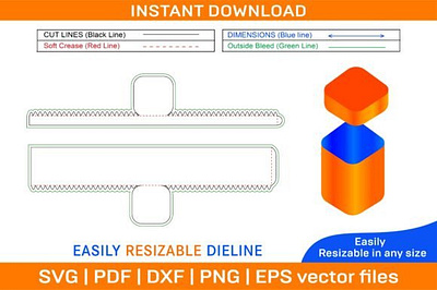 Round Corner Box Dieline Template box box die cut branding design dieline illustration packaging packaging design round box ui vector